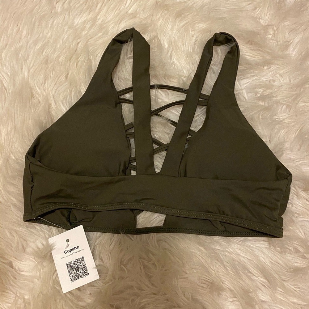 Cupshe bikini top M olive green NWT